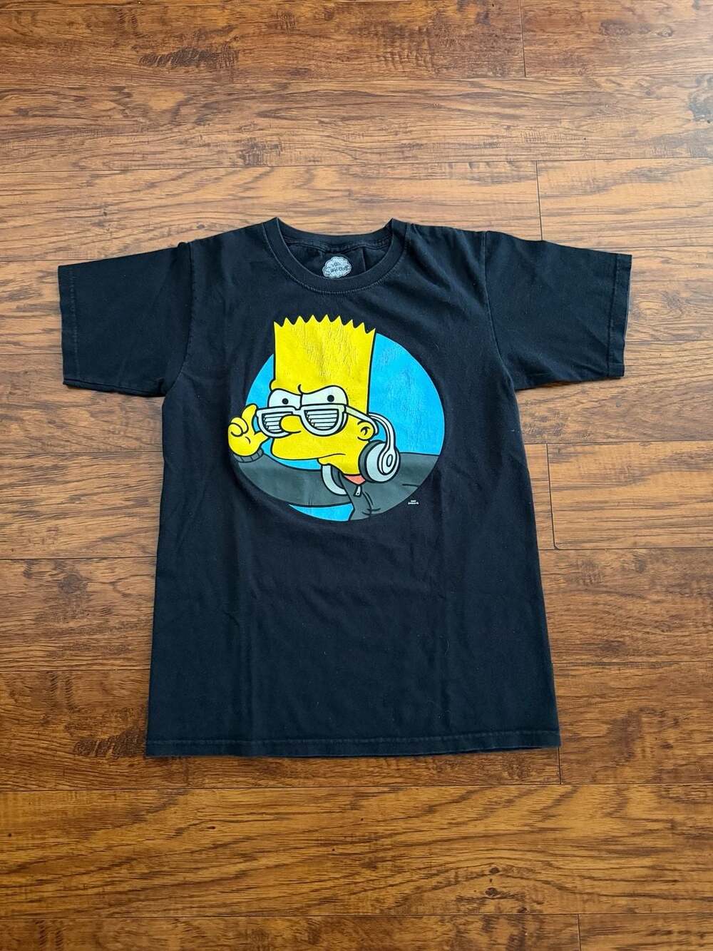 The Simpsons Bart Simpson DJ Headphones Shutter Shades Graphic T-Shirt Size S